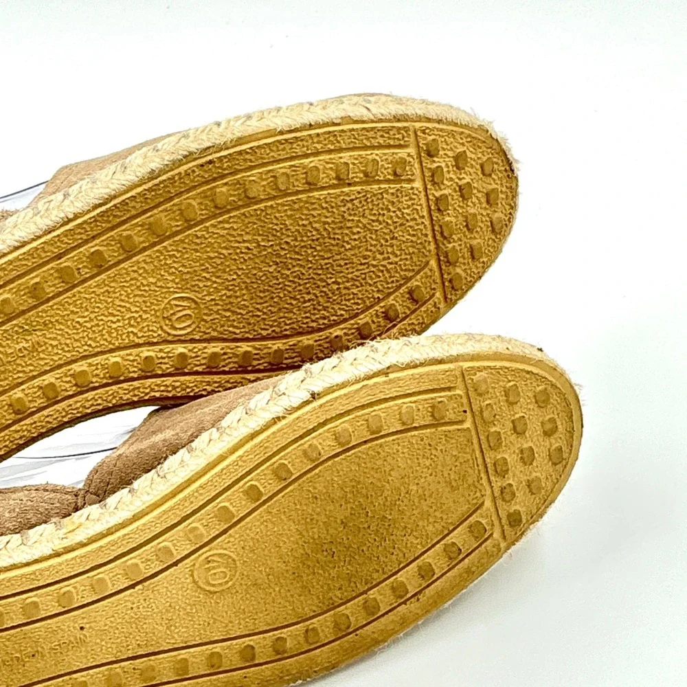 Verbenas Size 9 Espadrille Flats Tan Suede Slip On Shoes Made in Spain Worn Once